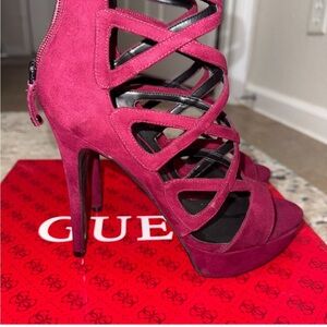 Guess Women's Magenta Strappy Heels